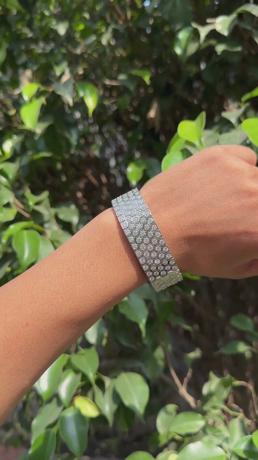 925 Sterling Silver Brilliant Round Cut VVS Moissanite 19 MM Unisex Bracelet